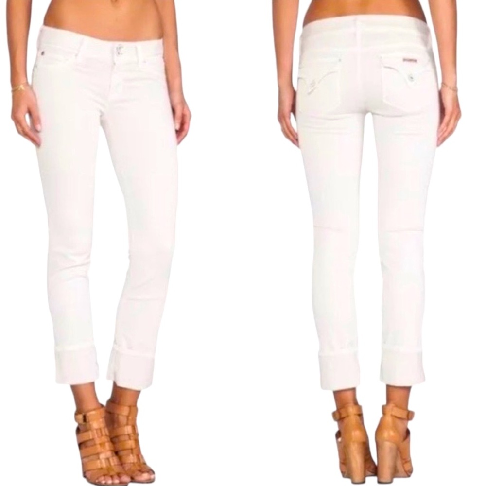 Hudson Gimmy Crop Straight Cuffed White Jeans Size 28